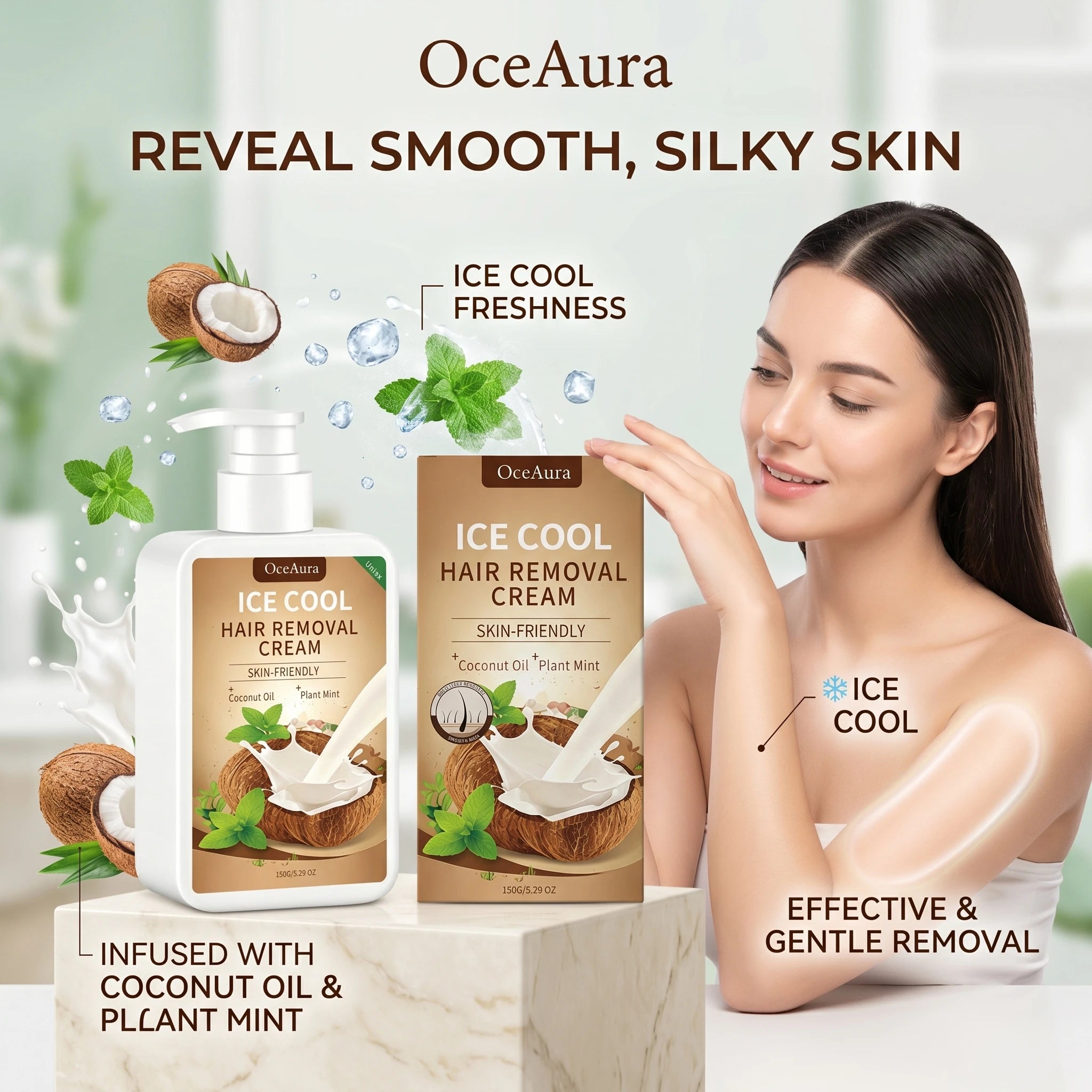 Painless Cooling Hair Removal Cream for Face and Body - 3