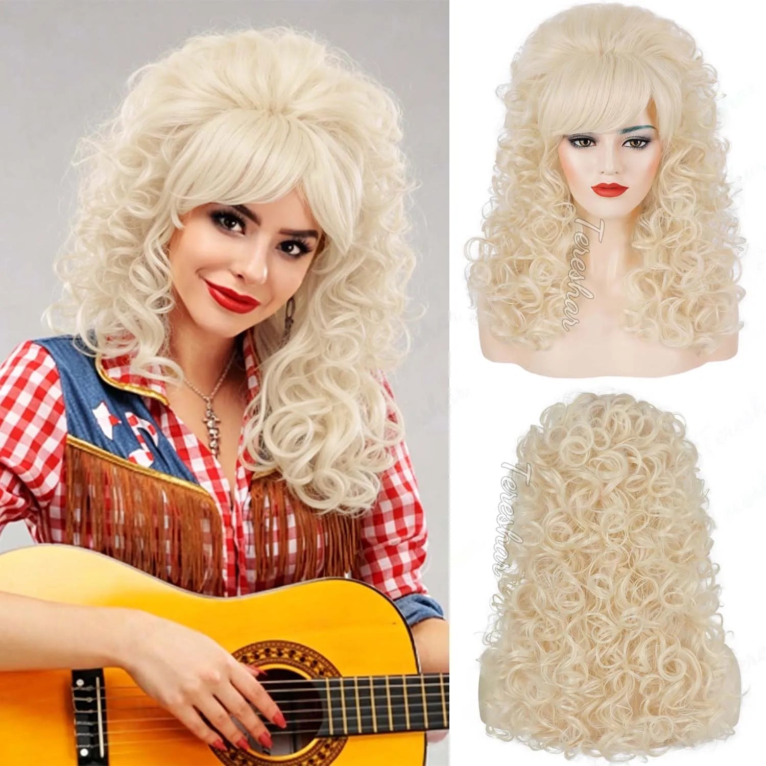 Retro 60s and 70s Voluminous Curly Beehive Costume Wig for Women - 1