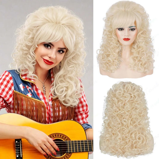 Retro 60s and 70s Voluminous Curly Beehive Costume Wig for Women