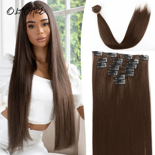 22-Inch Clip-In Long Straight Hair Extensions