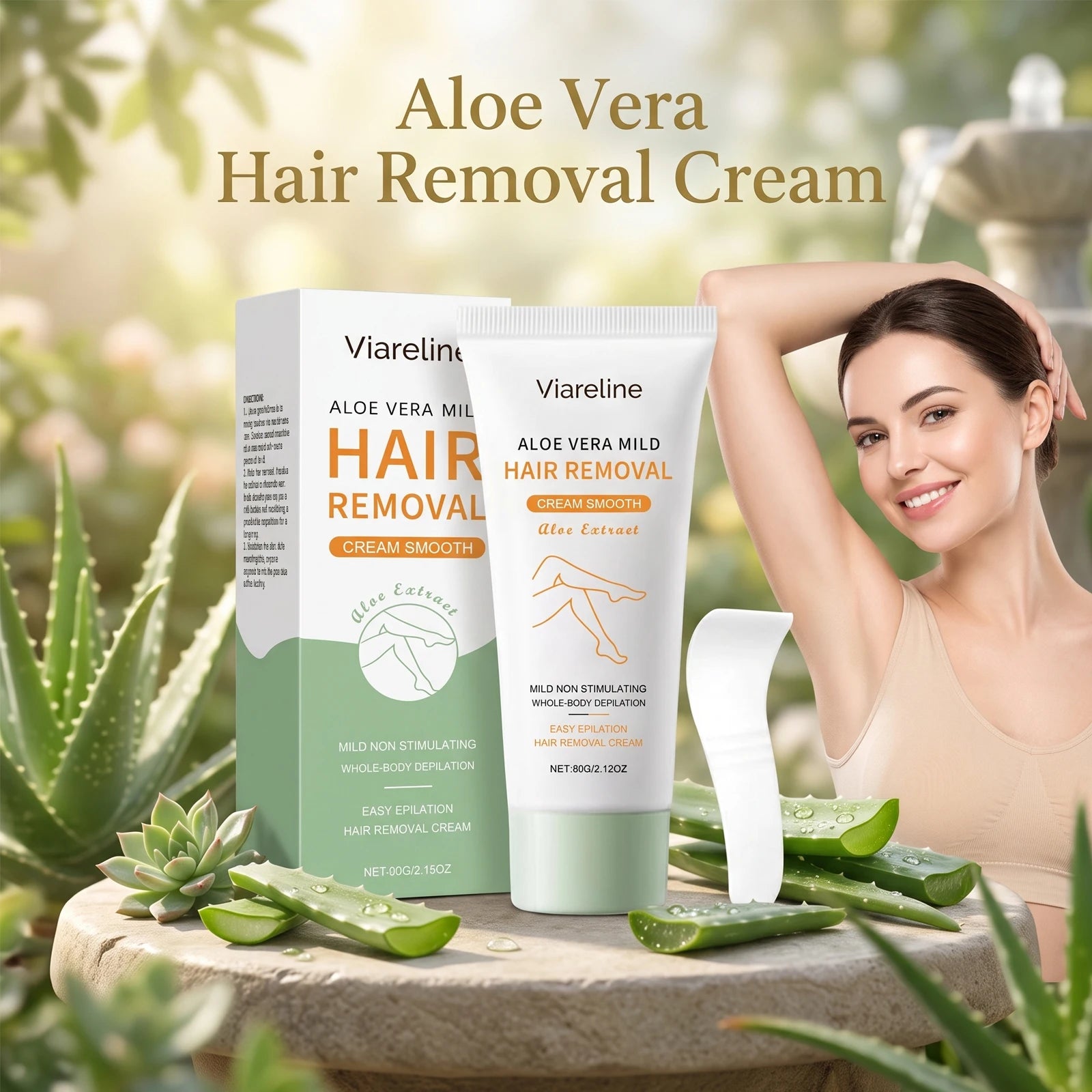 Aloe Vera Painless Hair Removal Cream for Smooth Whole Body Skin - 1