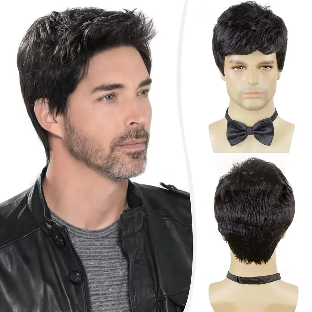 Short Silver Gray Men's Wig for Cosplay and Costumes