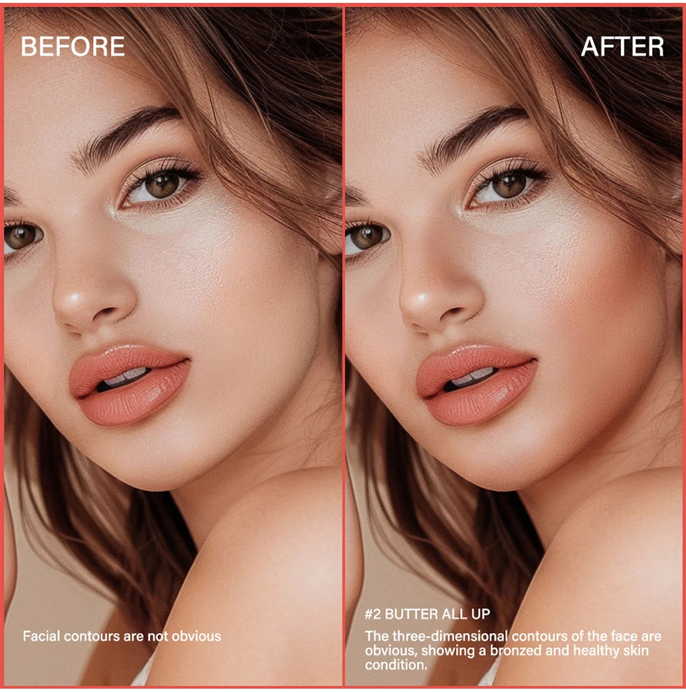 Soft Matte Butter Bronzer Powder for Sculpted and Natural Face Contouring - 12