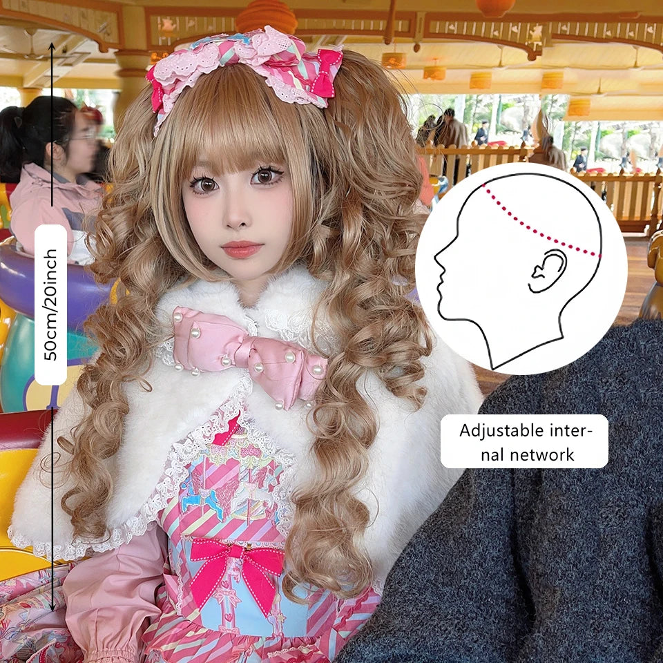 Curly Ponytail Lolita Wig for Cosplay Halloween and Christmas Parties