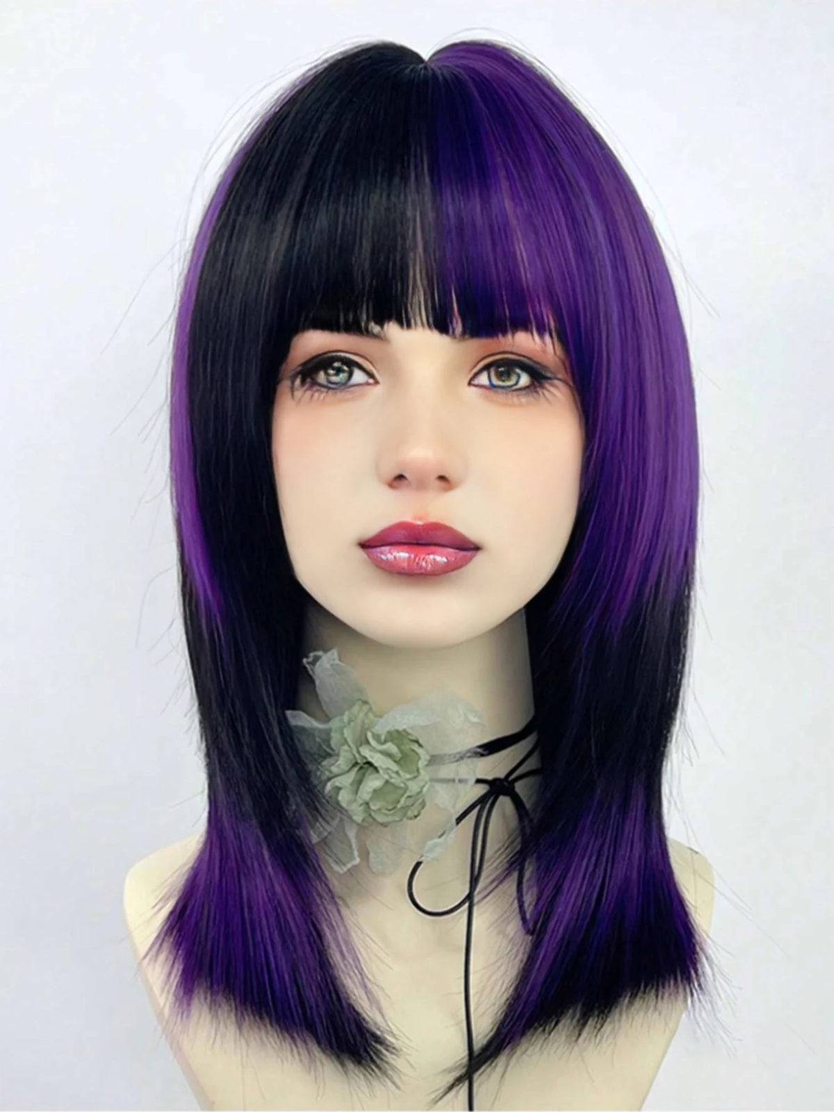 Two-Tone Straight Layered Wig with Bangs for Parties and Cosplay