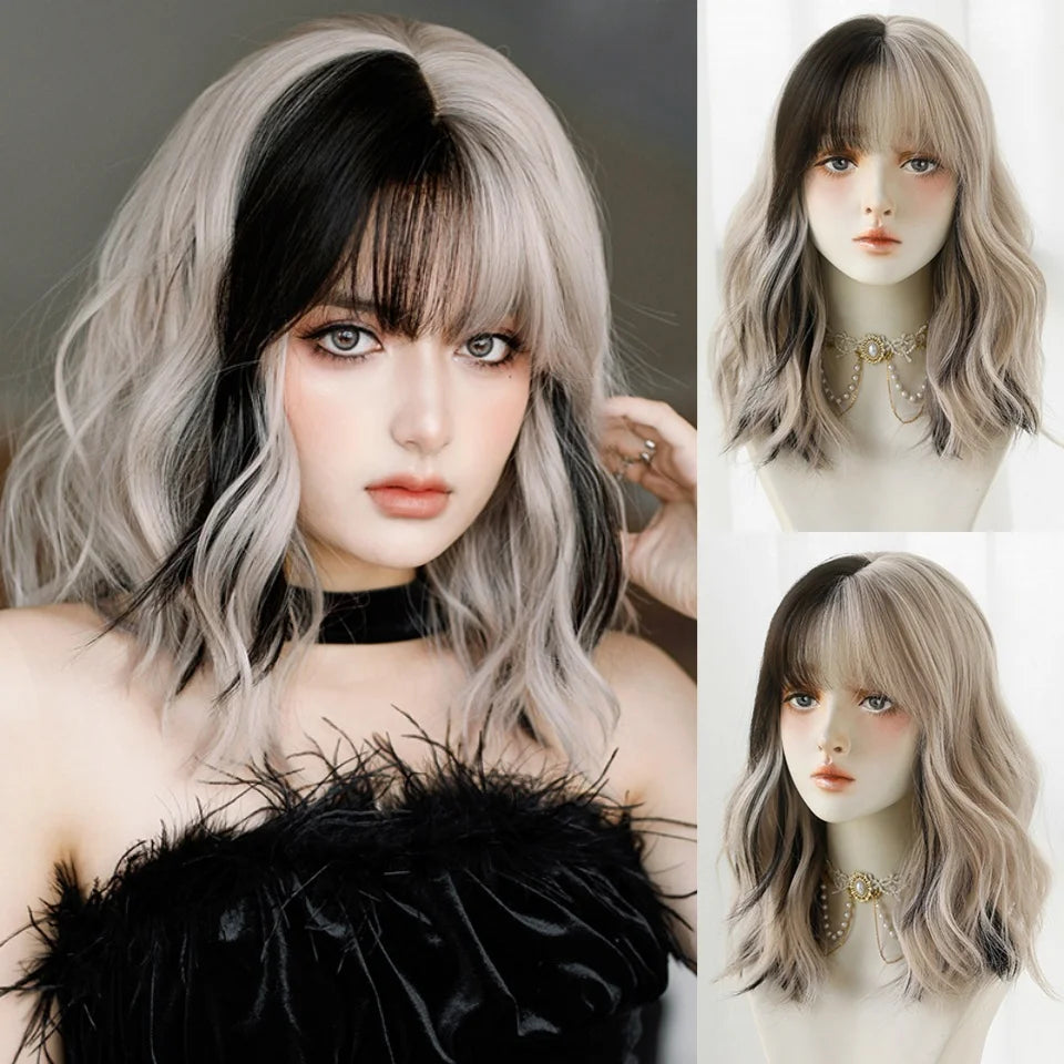 Short Curly Bob Wig with Bangs for Cosplay and Daily Wear - 20