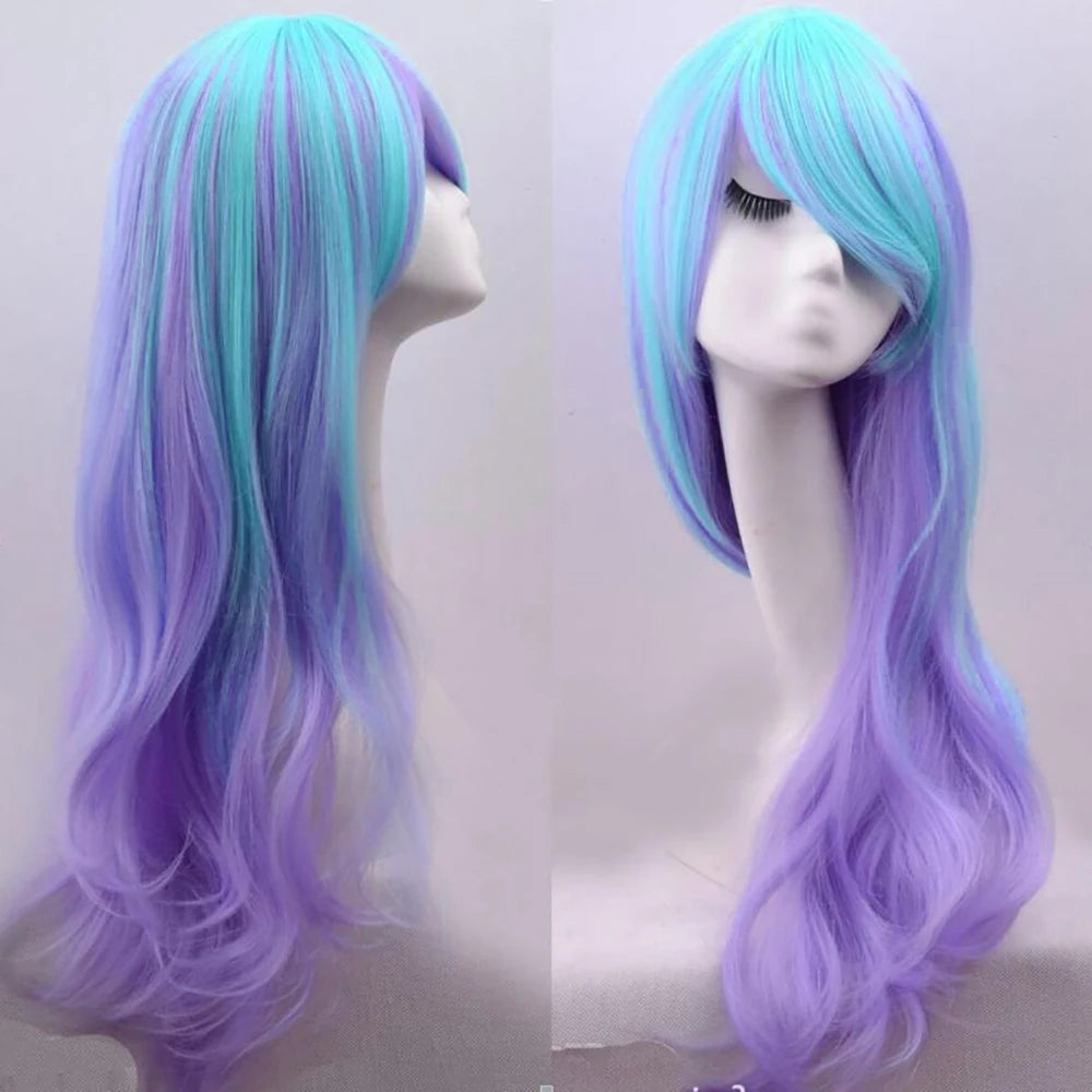 Long Wavy Ombre Cosplay Wig with Bangs