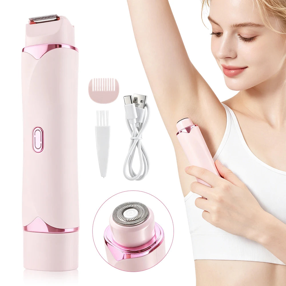 Dual-Head Painless Electric Body and Bikini Hair Trimmer for Women - 1