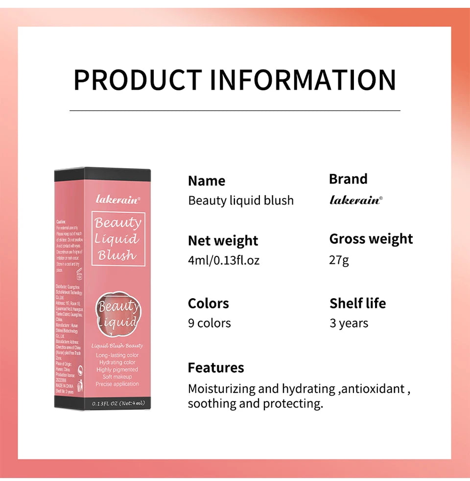 Waterproof Liquid Cheek Blush for Natural Long Lasting Dewy Makeup Glow - 17