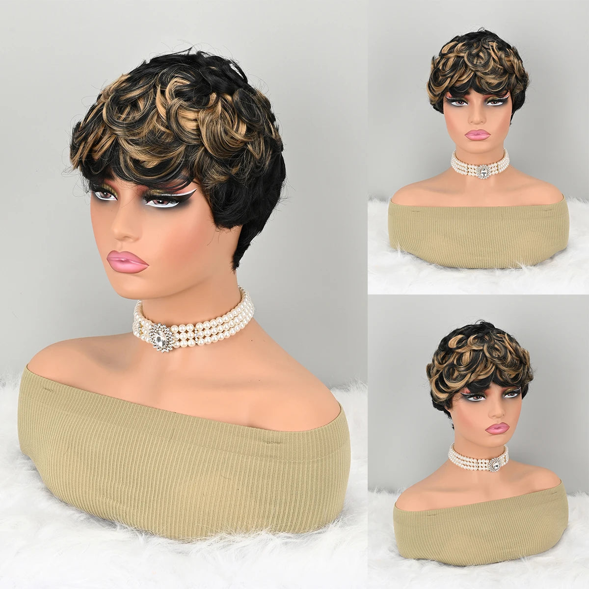 Short Curly Pixie Cut Wig for Daily Wear - 7