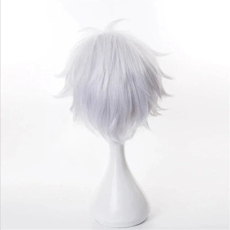 Short Silver Anime Cosplay Wig with Glasses and Lashes