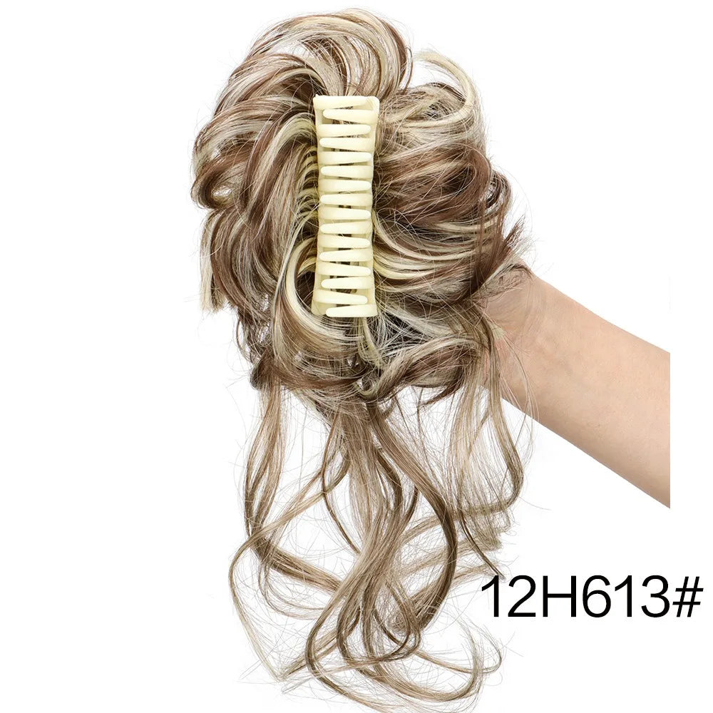 Messy Curly Hair Bun Claw Clip Extension for Instant Voluminous Updo