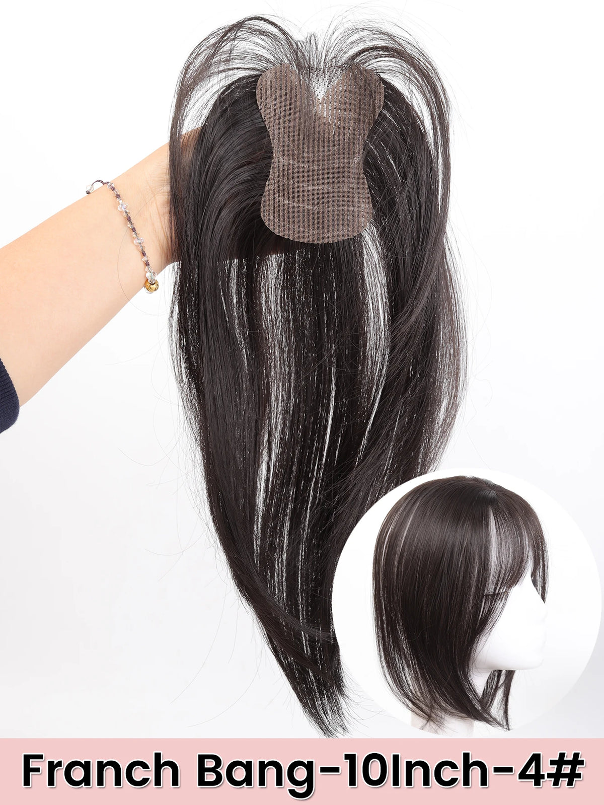 Clip-In Natural Middle Part Hair Bangs Topper for Volume and Style