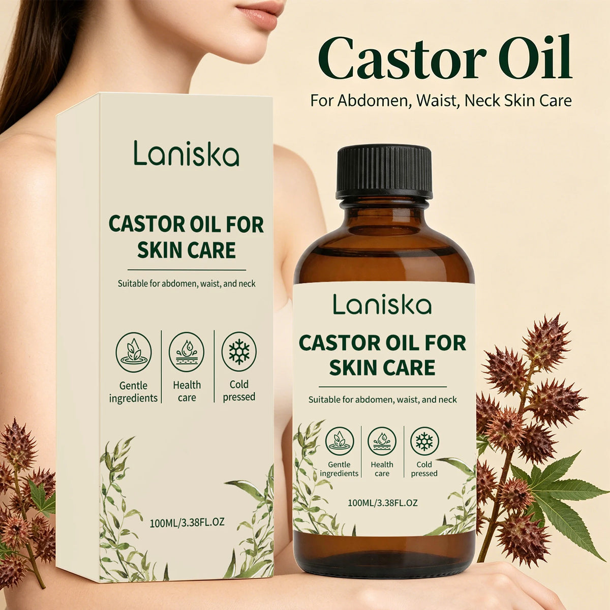 Cold Pressed Castor Oil for Skin Hydration and Body Massage