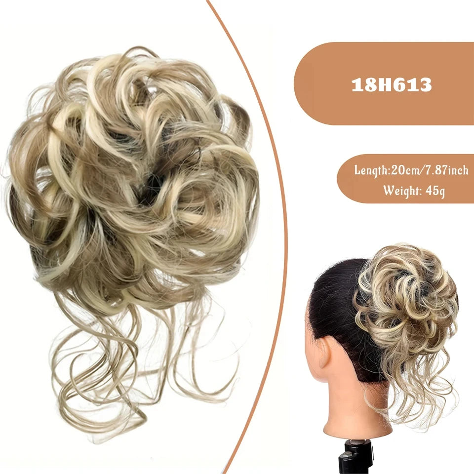 Messy Curly Hair Bun Scrunchie for Easy Updos