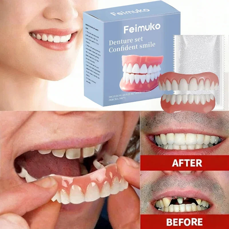 Temporary Silicone Dentures for Missing or Broken Teeth Comfort Fit - 2
