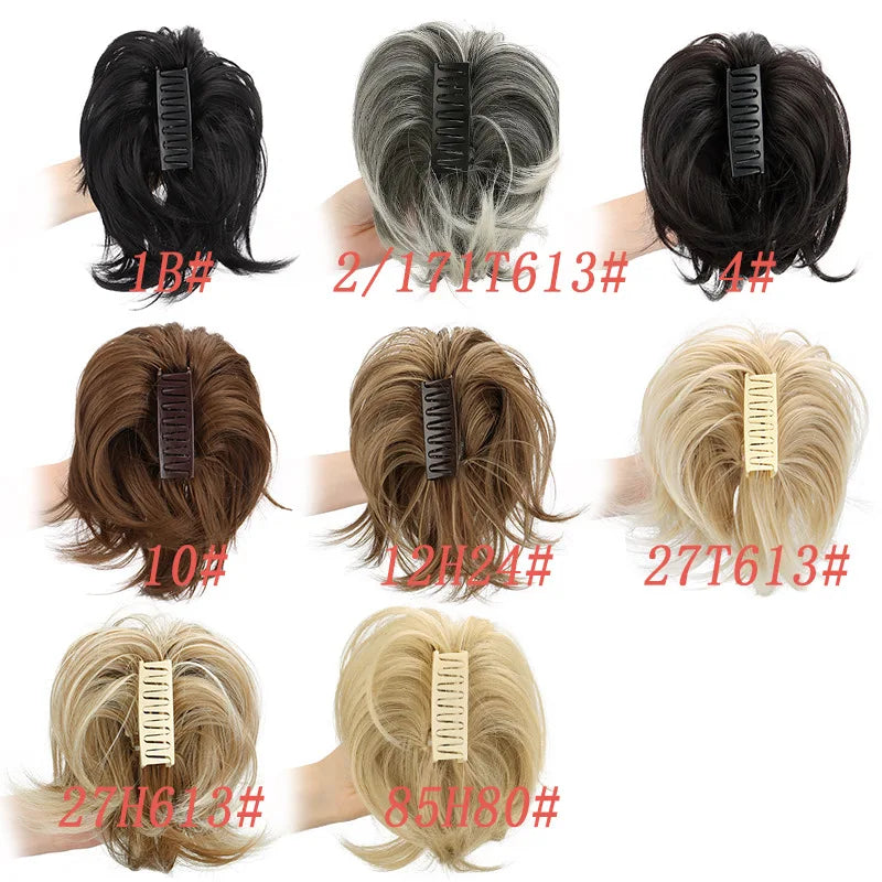 Short Layered Straight Claw Clip Ponytail Extension for Women