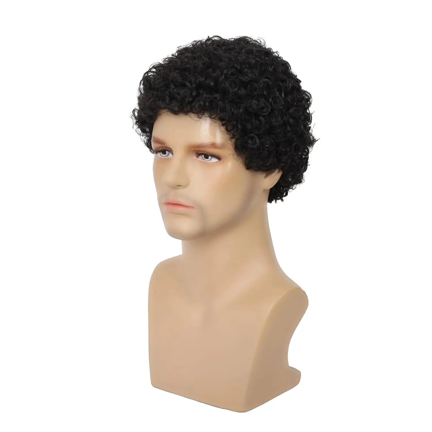 Short Curly Afro Wig for Men for Halloween Cosplay and Daily Styling - 3