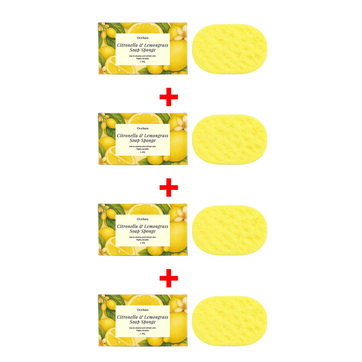 Exfoliating Lemongrass Bath Sponge for Daily Body Cleansing and Skin Care