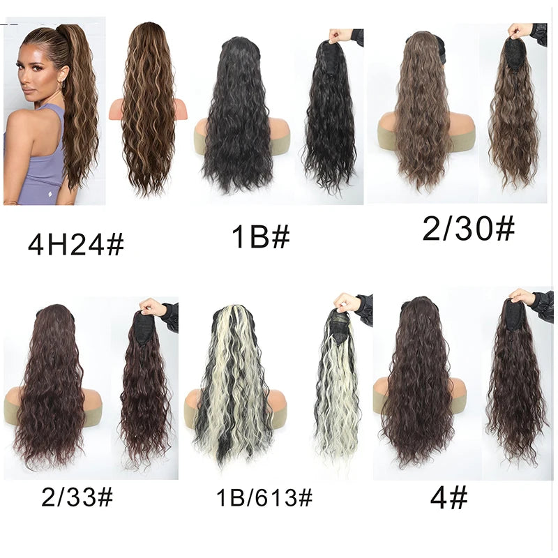 22-Inch Water Wave Drawstring Ponytail Extension