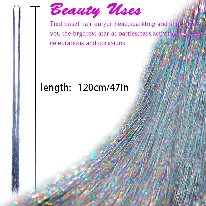 Sparkling Rainbow Hair Tinsel Strands for Instant Glamour and Style - 3