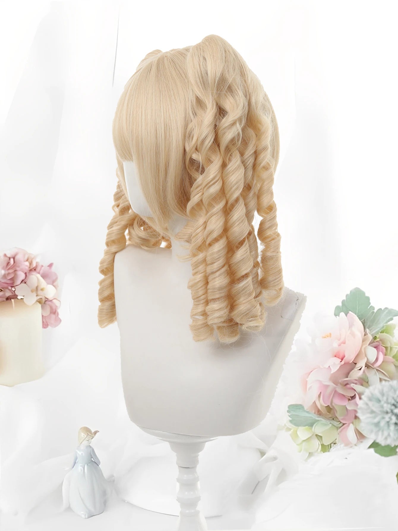 Long Wavy Blonde Cosplay Wig with Bangs - 5