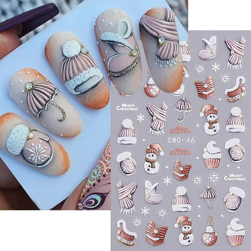 Festive Christmas Cartoon Self-Adhesive Nail Art Decal Stickers - 4