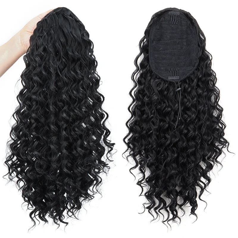 18-Inch Kinky Curly Drawstring Ponytail Hair Extension - 16