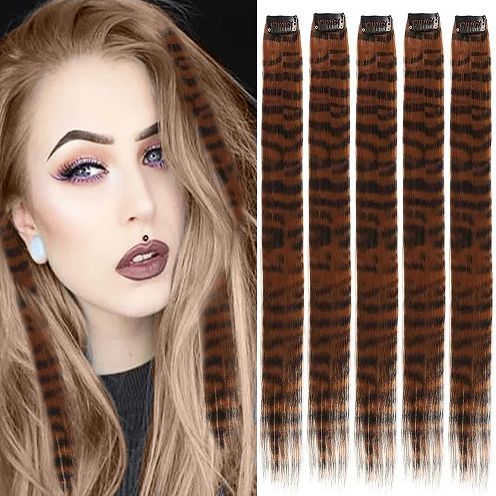 Stripe Printed Clip-in Hair Extensions for Parties - 24