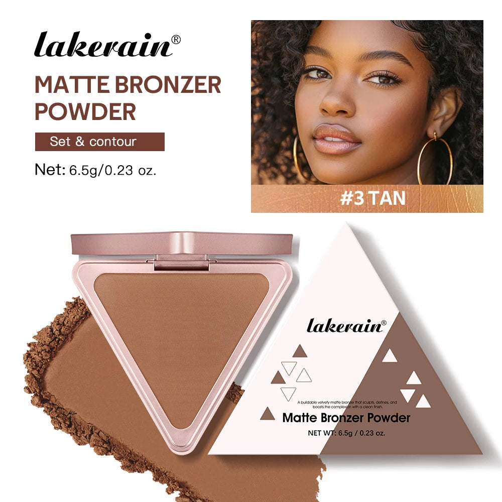 Long-Lasting Matte Bronzer Powder for Smooth Face Contouring - 34
