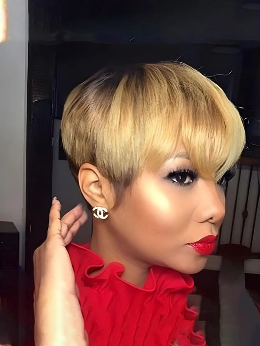 Short Curly Pixie Cut Wig with Bangs for Daily Wear