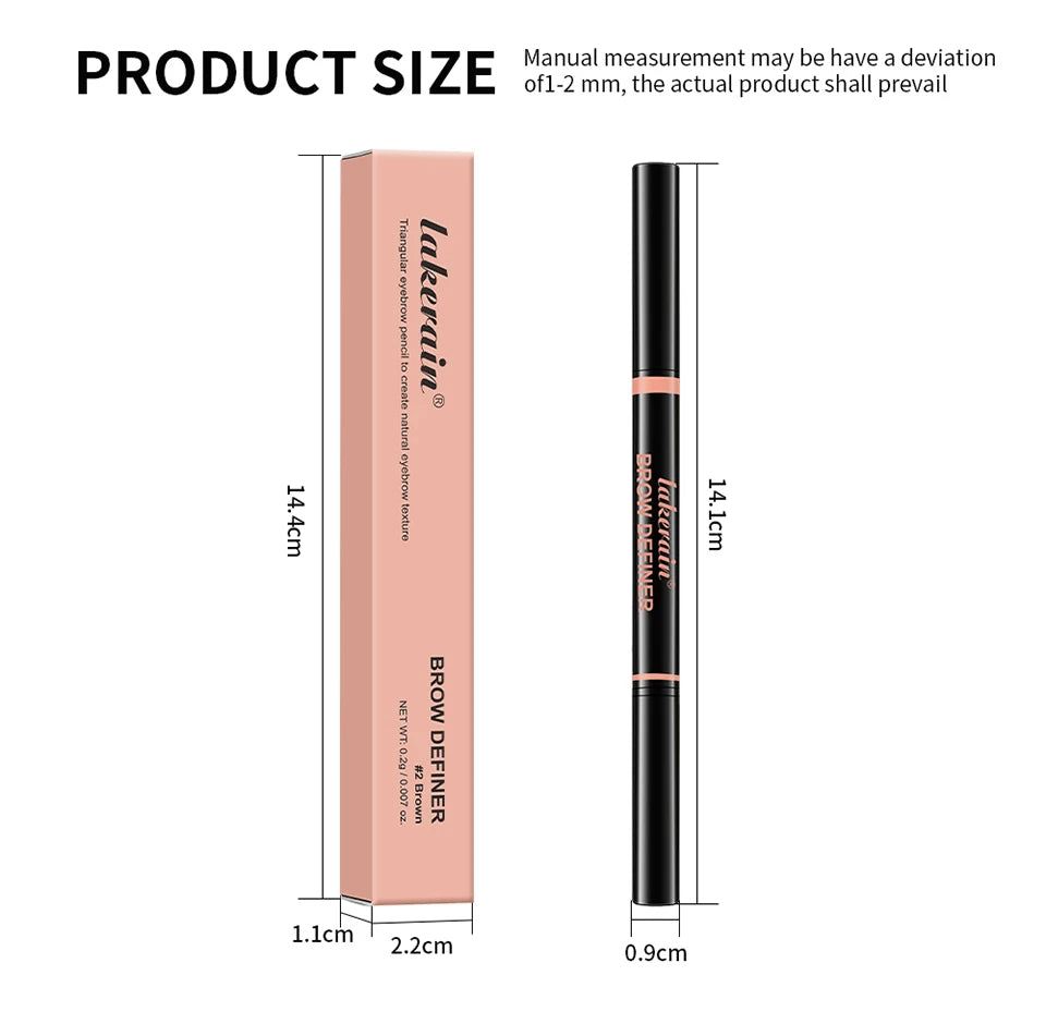 Waterproof Triangular Tip Eyebrow Pencil with Built-in Grooming Brush