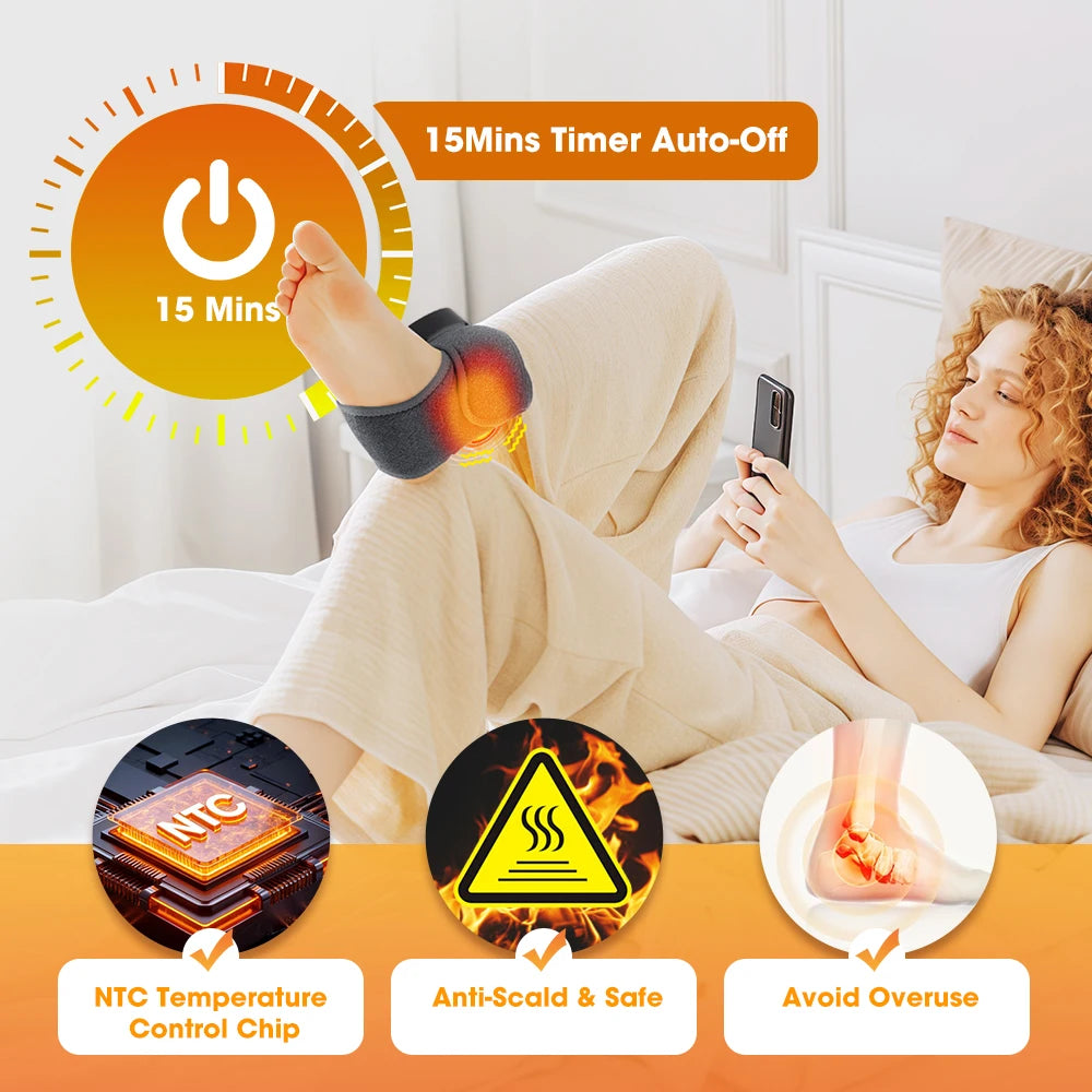 Cordless Heated Ankle Vibration Massager for Pain Relief and Relaxation - 11