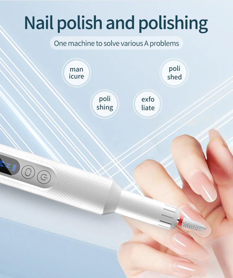 Cordless Electric Nail Drill Set for Salon-Quality Manicures and Pedicures - 9