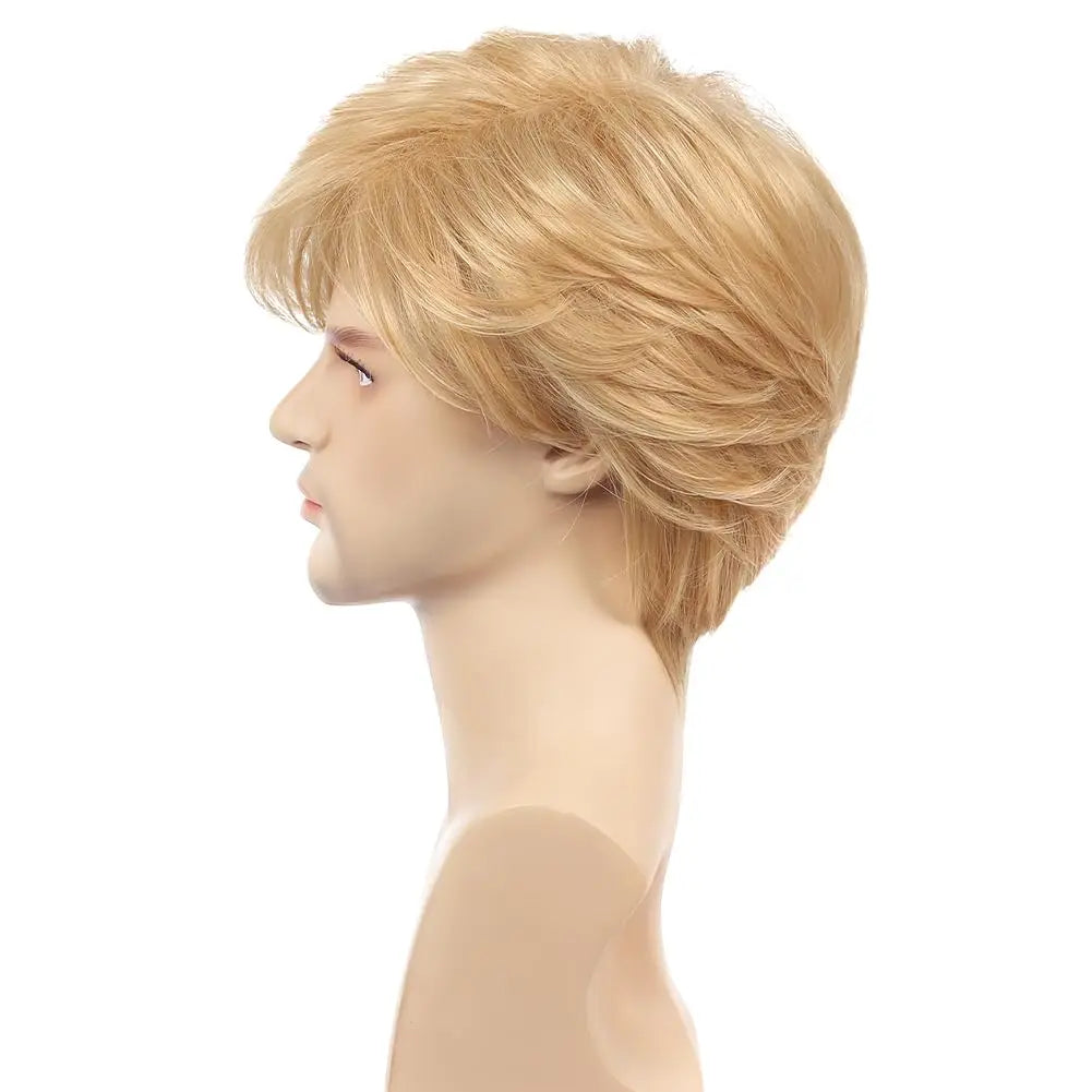 Short Natural Blonde Layered Wig for Men