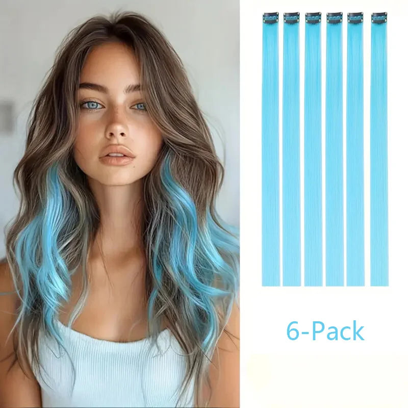 22-Inch Clip-In Colorful Hair Extensions for Parties - 10