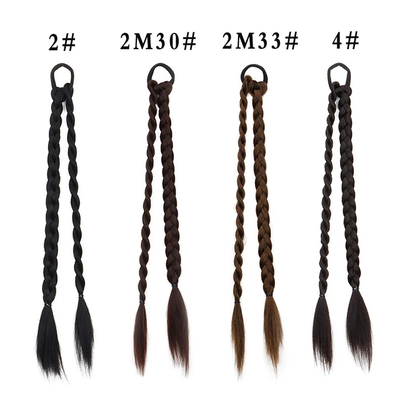 Synthetic Braided Hair Extensions Ponytail Holder for Women