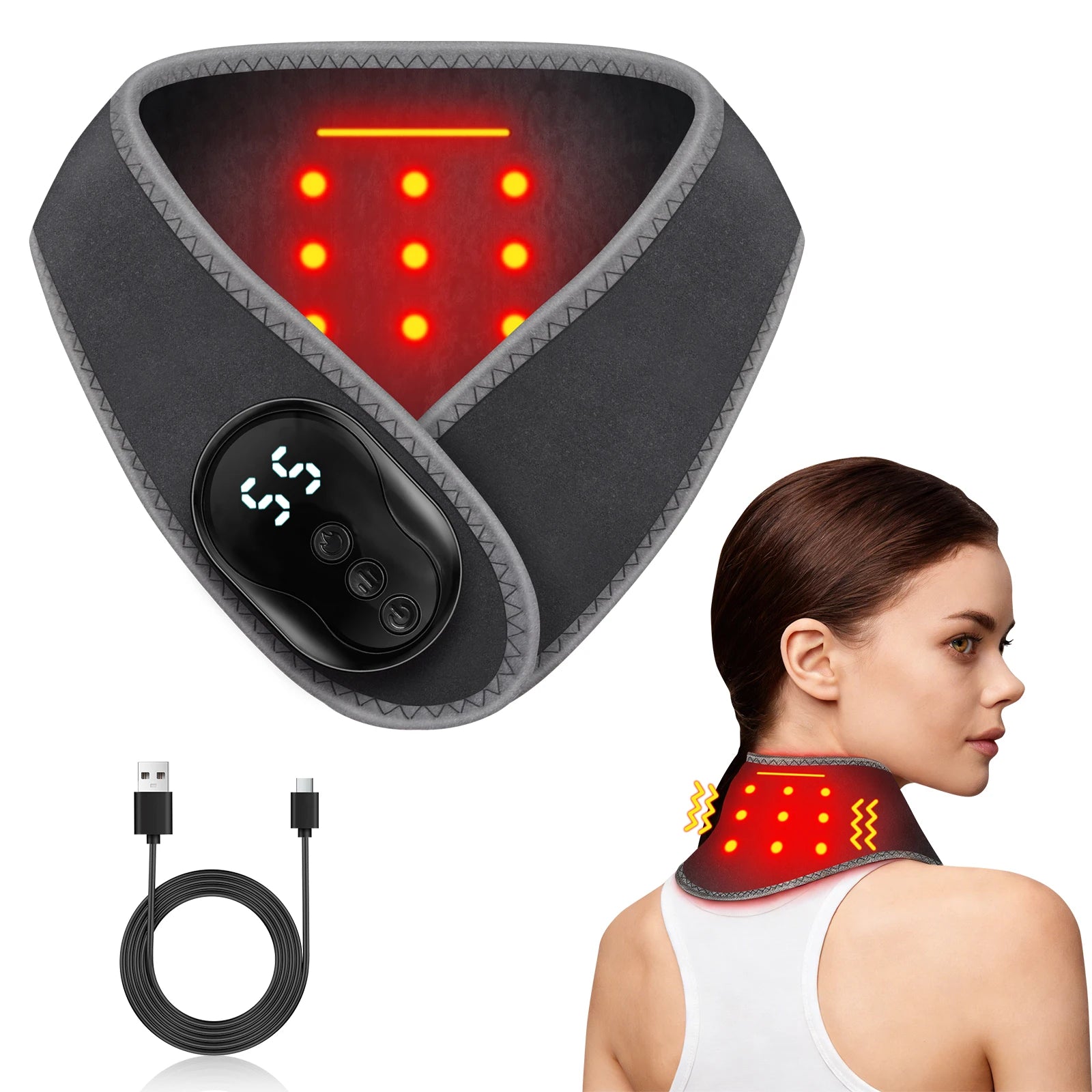 Portable Cordless Vibration Neck Massager Wrap for Pain Relief - 7