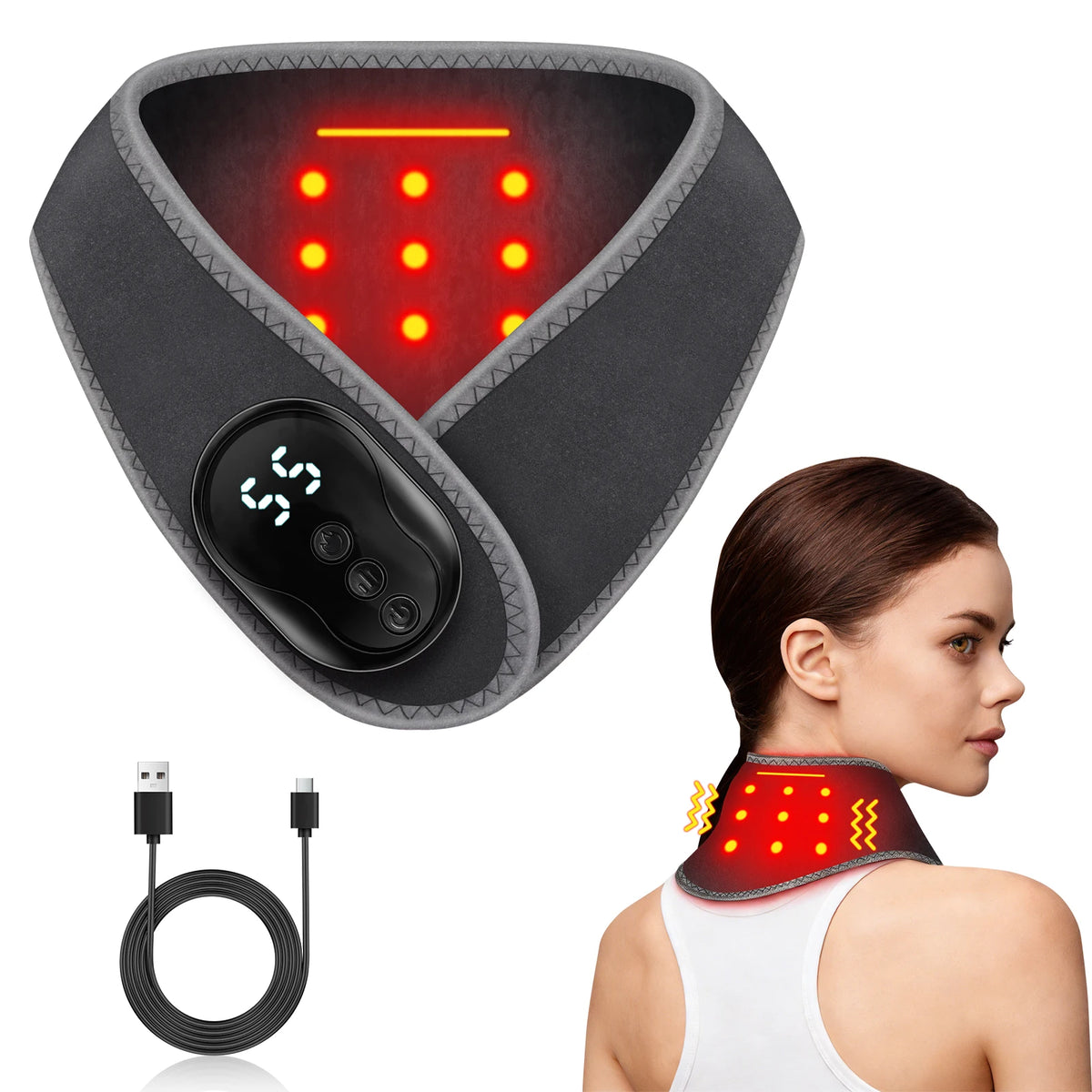 Portable Cordless Vibration Neck Massager Wrap for Pain Relief