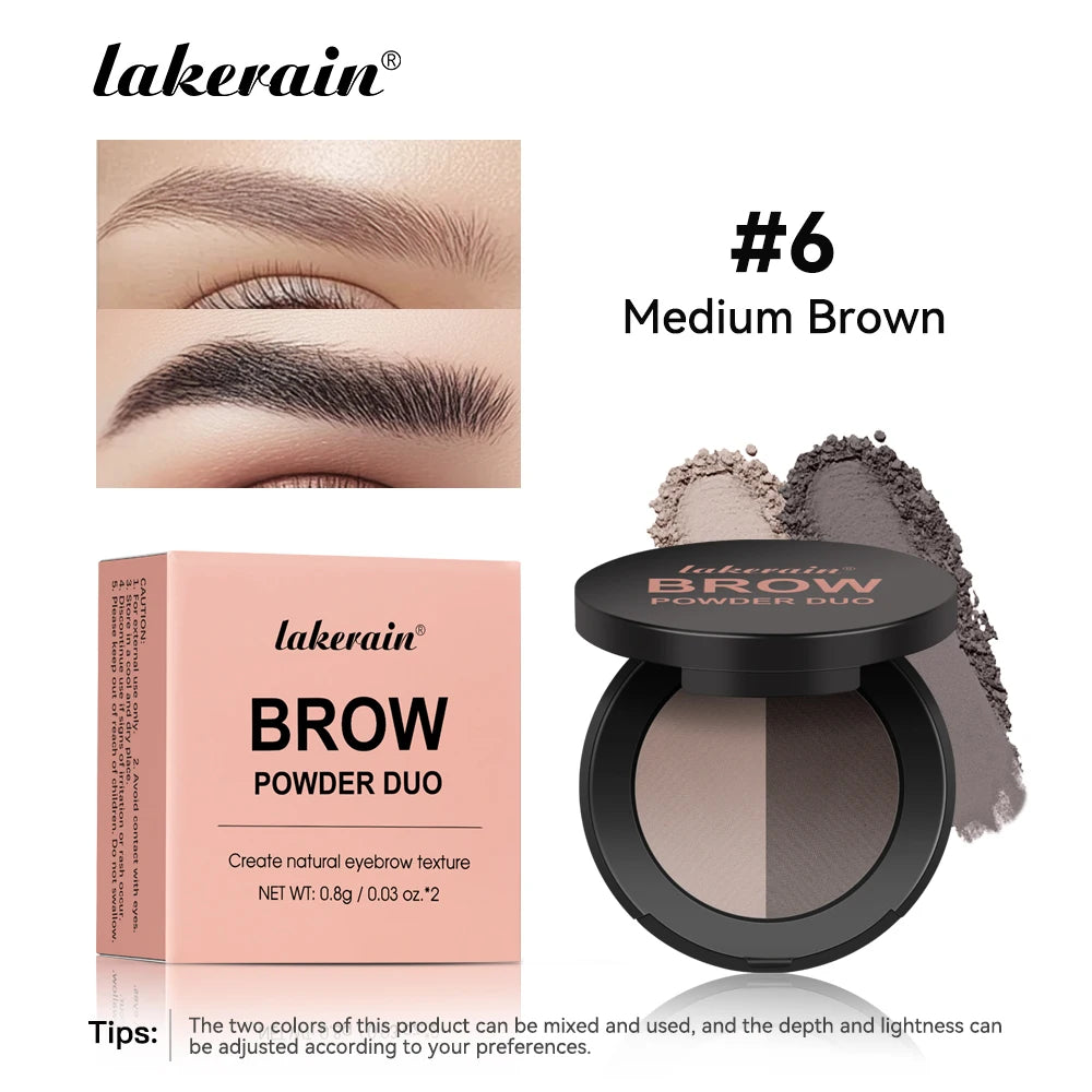Two-Tone Waterproof Eyebrow Powder for Natural Sculpted Brows and Contouring