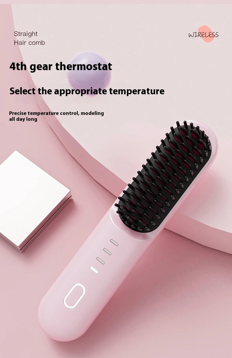 Fast Heating Cordless Hair Straightening Brush for Smooth Frizz-Free Hair - 14