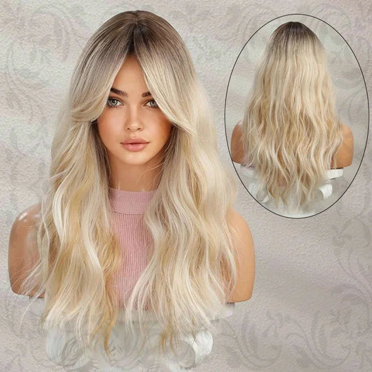 Long Wavy Blonde Gradient Synthetic Hair Wig