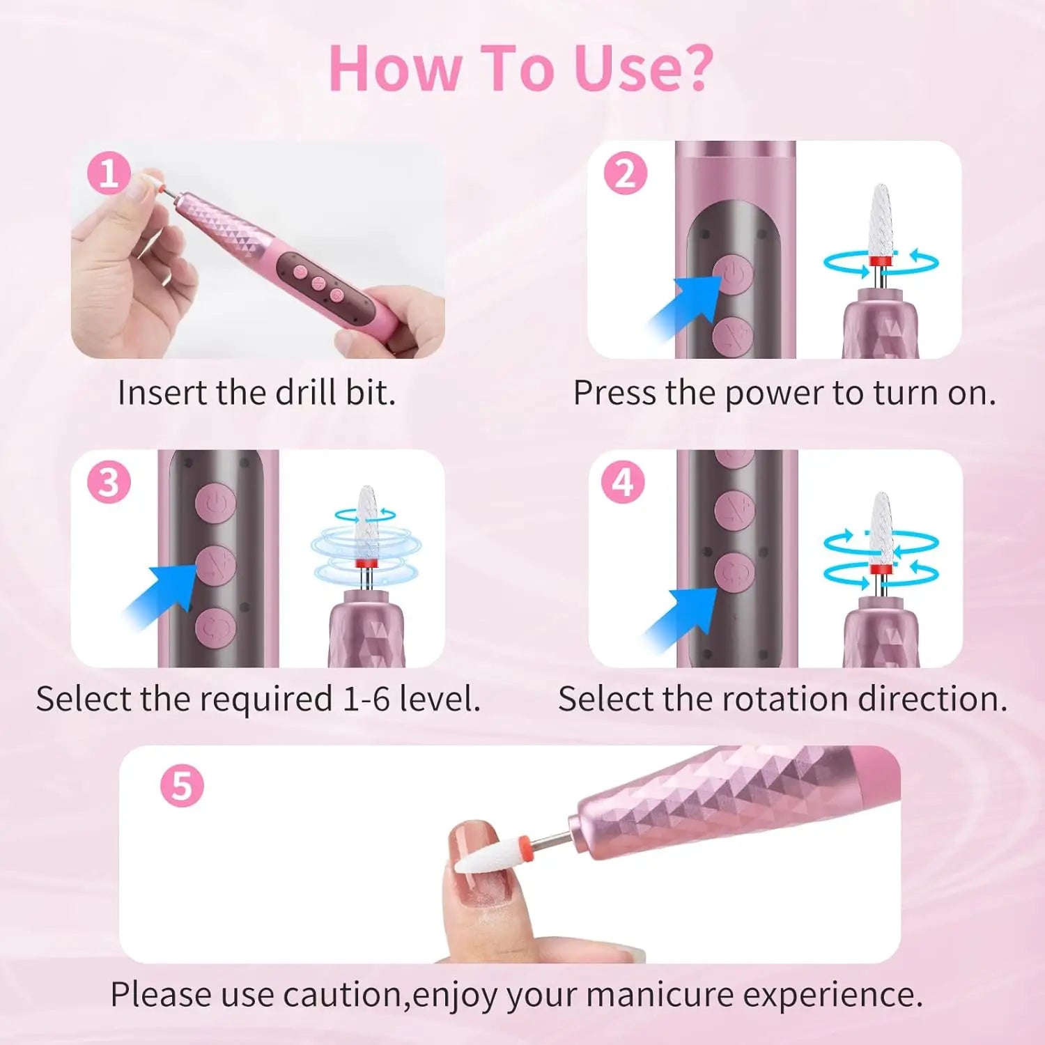 Cordless Electric Nail Drill Kit for Salon-Quality Manicures at Home - 6