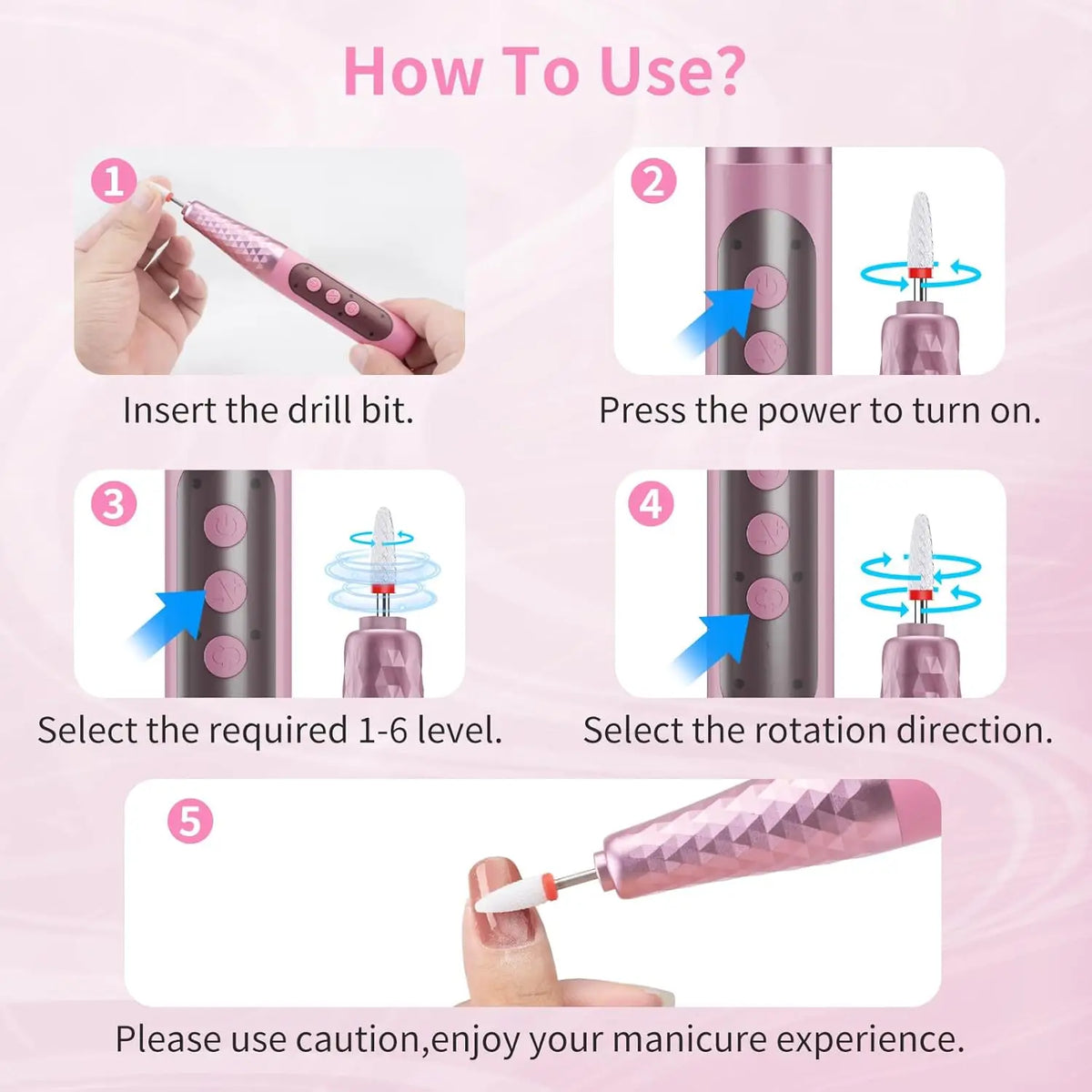 Cordless Electric Nail Drill Kit for Salon-Quality Manicures at Home