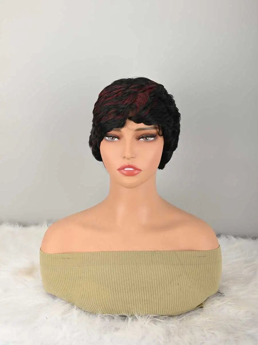 Short Curly Pixie Cut Synthetic Wig for Daily Wear