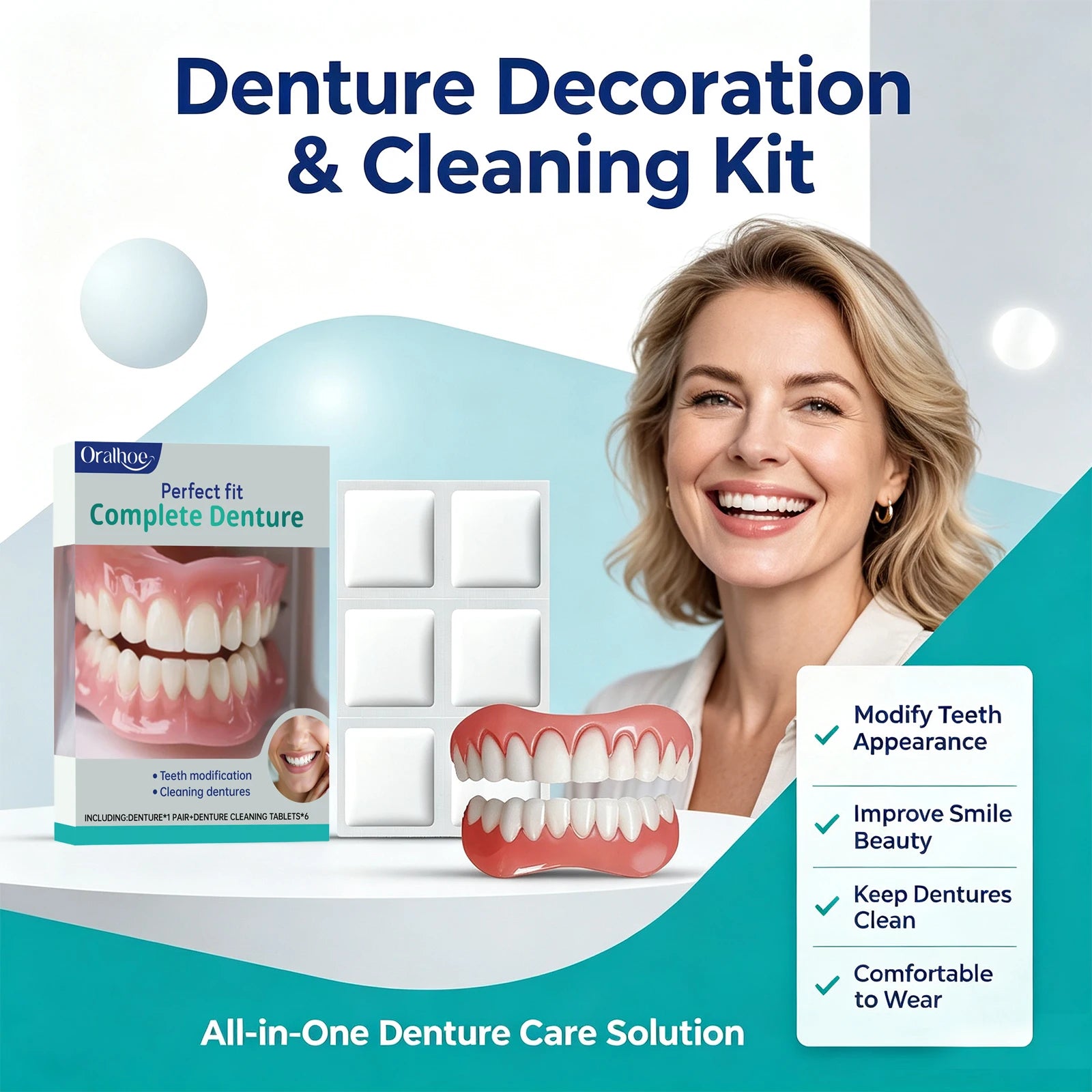 Cosmetic Denture Kit for Covering Missing or Stained Teeth - 5