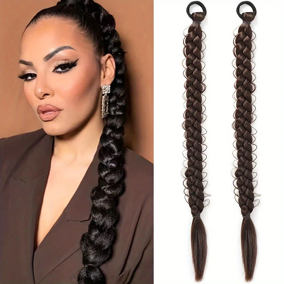 2-Piece Long Braided Ponytail Extensions for Daily Hair Styling - 14