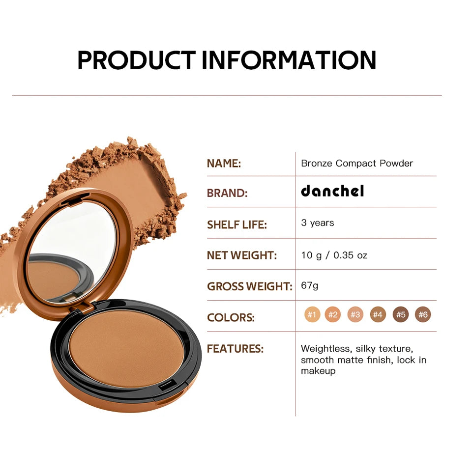 Matte Bronze Pressed Powder for Sculpted Face and Oil Control