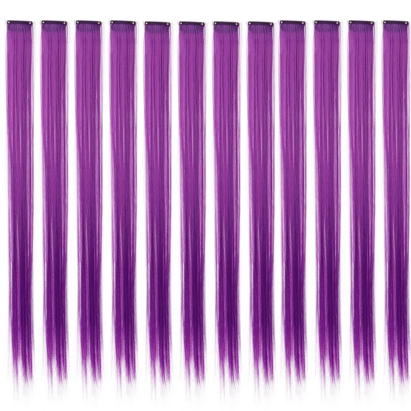 12-Piece Colorful Clip-In Hair Extensions for Parties - 7