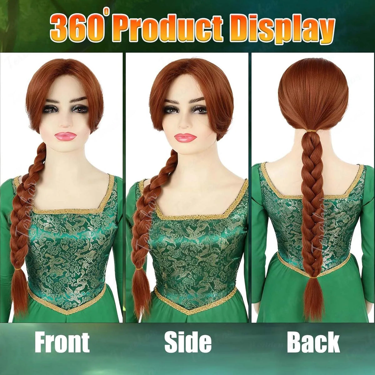 Long Braided Reddish Brown Wig for Cosplay and Halloween Costumes